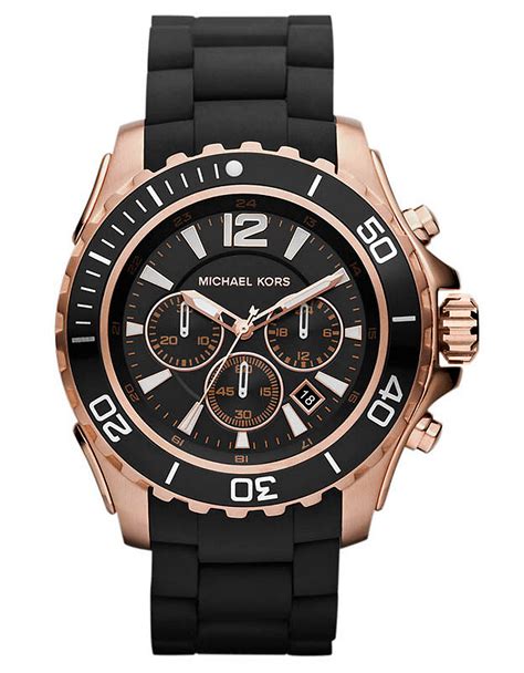 michael kors black watxh|Michael Kors black silicone watch.